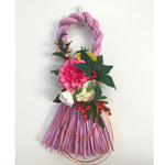 37cm×16cm お正月のしめ縄飾り リース 薄紫【2】