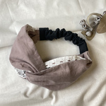 ハーフリネンのクロスヘアバンド