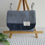 マチつき移動ポケット　＊黒ヒッコリーデニム＊