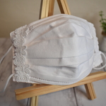 二重マスク用インナーマスク　バラ柄レース　裏地ダブルガーゼ　ピンク　不織布マスクカバー