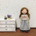 【送料込】マドレーヌちゃん＊刺繍ブラウス&ストライプスカート