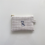 手刺繍シュナウザー《Blue》くん🐶フラットポーチ