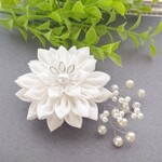 ≪つまみ細工≫白ダリア コサージュ 髪飾り 結婚式 入学式 卒業式