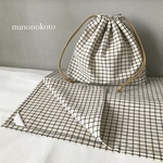 再販　シンプルチェック　ネイビー　ランチョンマット&巾着セット　40×60