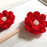 ☆minne限定お試し価格☆再販8！初節句・お食い初めに人気！ ◆4.5cmカメリア(下がり無し)◆赤色の自分でもママでも簡単につけられるつまみ細工_BETHANY- KベサニK製作所