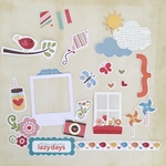 アルバムデコレーション素材　lazy days   ピンク