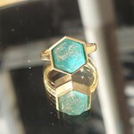 ルチルクォーツ×ターコイズ六角カット　SV925リング