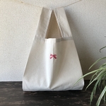 リボンの刺繍入り　コンビニサイズエコバッグ