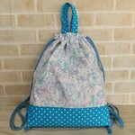 入園入学♥ナップサック型  体操服袋  お着替え袋♥持ち手付き♥ゆめかわ  おすましユニコーン♥ブルー