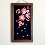 額入り正絹押し絵　「夜桜」