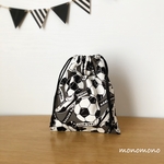 new！サッカーボール柄給食袋(巾着小)グレー