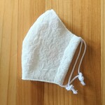 幼児～低学年むけ 立体マスク【リボン刺繍／ホワイト】
