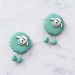 もこもこひつじのピアス・ミントグリーン