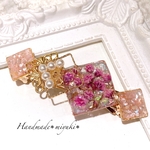  桜ピンク　スクエア　春かすみ　バレッタ