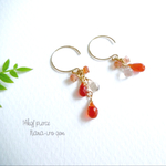 ＊1点もの＊カーネリアンとトパーズのアシンメトリーピアス