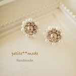 【再販】パール×ビジュー**レトロフラワーピアス