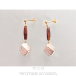 vintage tube×wood beads pierce