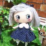 ドットワンピース 紺色 イーマリーちゃんサイズ