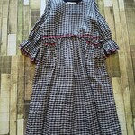 赤耳リネンチェックのワンピ♪
