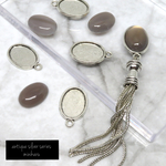 Gray agate (8pcs)antique silver charm kit