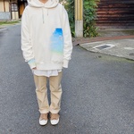 手描き 青空パーカー  men'sXＬ