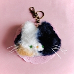 【ネコ☆バックチャーム】コロンとしたフワフワ三毛猫さんのチャーム☆