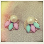Mademoiselle ピアス（ミント×ピンク）