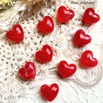 New❤︎【6pcs】レッドチェリー❤︎ぽってりハートのマーブルビーズ