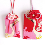 鶴柄の大きなお守り袋