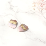 金継ぎピアスorイヤリング　ピンクオパール✖️サンストーン
