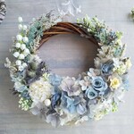 Jolie botanique＜Muguet blue＞＊受注制作＊ハーフムーンリース＊プリザーブドフラワー＊お花＊ギフト＊結婚祝い＊新築祝い＊お誕生日祝い＊ウェディング＊春の新作