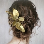《再販》ドライフラワー ヘッドパーツ 髪飾り ヘアアクセサリー 卒業式 和装 ブライダル ゴールド かすみ草 リーフ