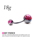 18G ラインストーン KIRA KIRA ボディピアス TPB030 BK×PK