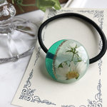 【送料無料】.*･ﾟ押し花×グリーン レジン ヘアゴム.ﾟ･*.