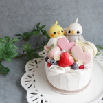 仲良しオカメインコのクレイケーキ(オブジェ)