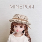 リカちゃん☆カンカン帽×ピアス（くすみブラウン）