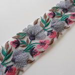 【50㎝カット済み】カラーチュール刺繍リボン   【グレー】