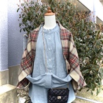 ボレロ　ウールガーゼ　ベージュチェック柄