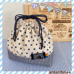 ☆お弁当袋⭐︎星がいっぱい×先染めヒッコリー風ネイビー◡̈*.。