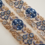 【1m】チュール刺繍リボン   ブルー