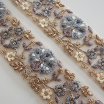 【1m】チュール刺繍リボン   ライトブルー