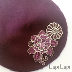 一点物 花の刺繍 ベレー帽  ボルドー