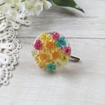 フラワー🌼レジンのポニーフック（イエロー）、ヘアゴム