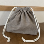 巾着（お弁当袋)・コットンリネン ブラウン