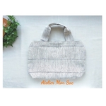 送料込 ミナペルホネン misty line white  パニーニ風トートバッグ ♪