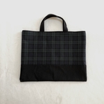 ryoyu335様専用です♡ネイビー×グリーンチェックのレッスンバッグ黒