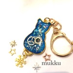 歯車を描く猫♡レジン キーホルダー