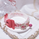 ラスト1点❤︎新作首輪❤︎花柄ウォーターメロンリボン❤︎