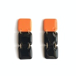 square bicolor dangle 【orange×black】バイカラートリプルピアス/イヤリング(アレルギー対応)