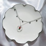 Double Chain Vintage Heart Rose Glass Necklace